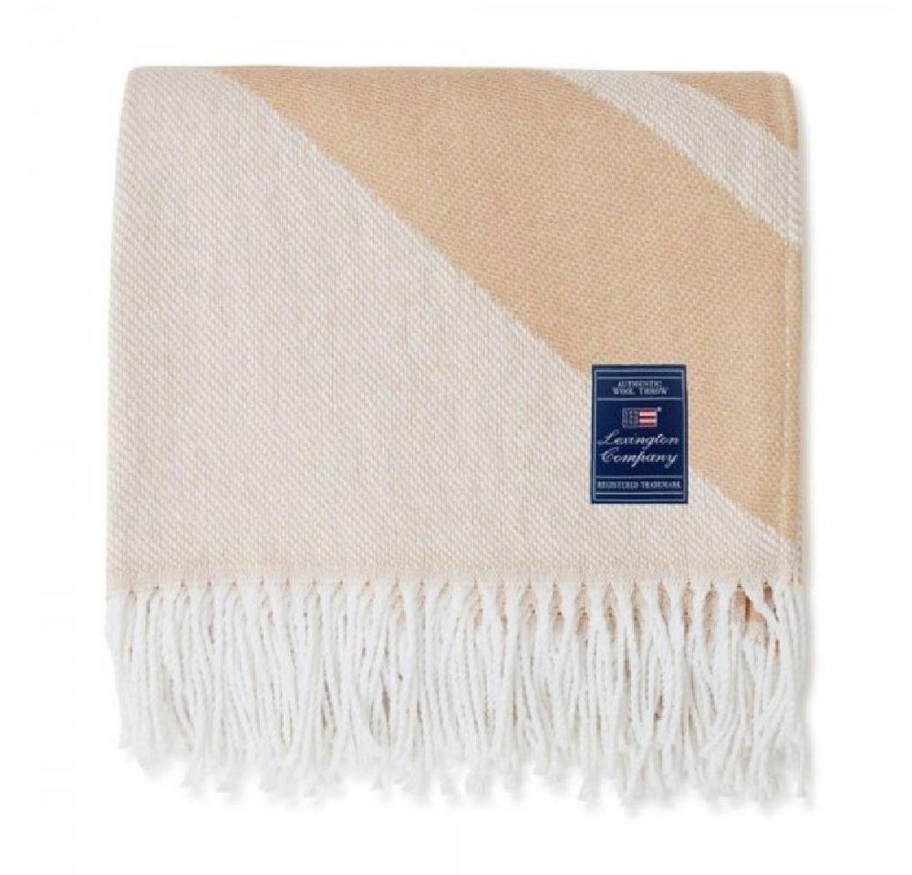 Wohndecke Decke Plaid Recycled Cotton Logo Throw Beige Weiß (130x170cm), Lexington von Lexington