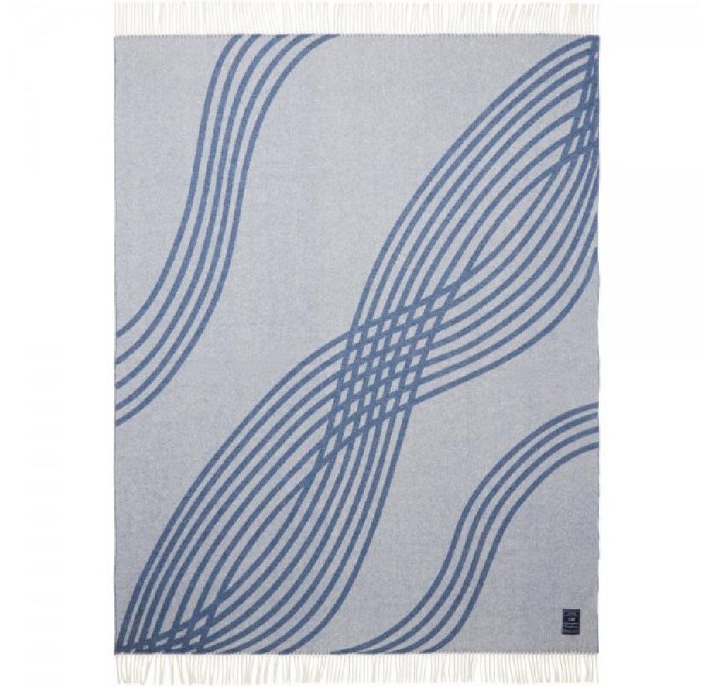 Wohndecke LEXINGTON Überwurf Waves Recycled Wool Jacquard Off White-Blue (130x17, Lexington von Lexington