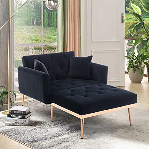 Lexiou Moderne Stil Sessel, verstellbare Rückenlehne Liegestuhl, Klappsofa Stuhl, geeignet für Wohnzimmer Schlafzimmer Studie Zimmer Sessel (Schwarz) von Lexiou