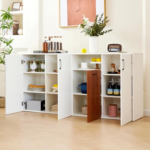 Lexiou Sideboard Schrank freistehender Holzschrank Holzschrank Küche Zuhause Wohnzimmer weiß 160×40×80cm von Lexiou
