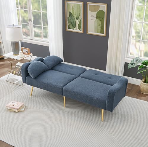 Lexiou Zweisitzer-Sofabett - Modernes Zweisitzersofa mit Verstellbarer Rückenlehne + vergoldeten Metallfüßen, integrierter Bettfunktion. Multifunktionales 2-in-1-Möbelstück Lexiou Zweisitzer-Sofabett - Modernes Zweisitzersofa mit Verstellbarer Rückenlehne + vergoldeten Metallfüßen, integrierter Bettfunktion. Multifunktionales 2-in-1-Möbelstück von Lexiou
