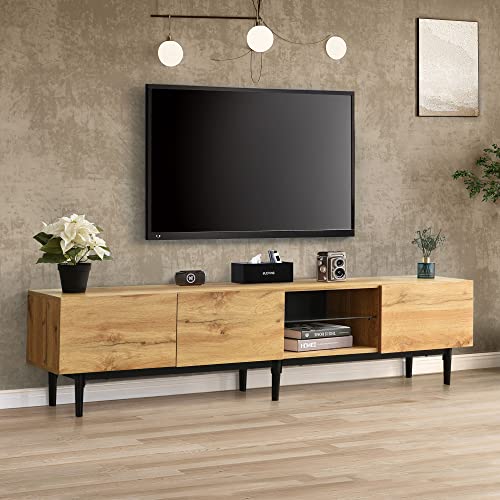 Moderner TV-Schrank mit Holzmaserung, Variable LED-Leuchten, 175 (L) x 31 (W) x 41 (H) cm von Lexiou