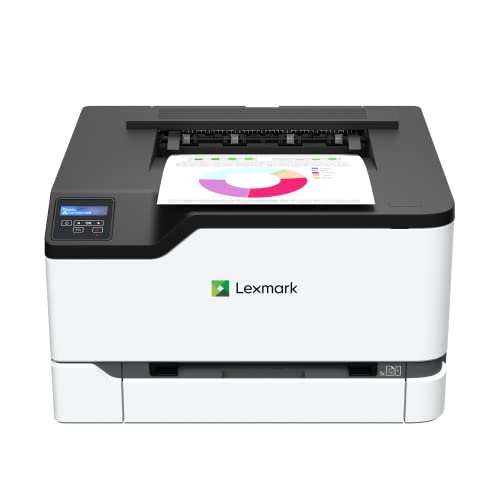 Lexmark C3326dw Laserdrucker Farbe mit Ethernet, mobilgerätefreundlich (WLAN, LAN, bis zu 24 S./Min., autom. beidseitiger Druck) kabelloser Bürodrucker (3er-Serie) schwarz/grau von Lexmark