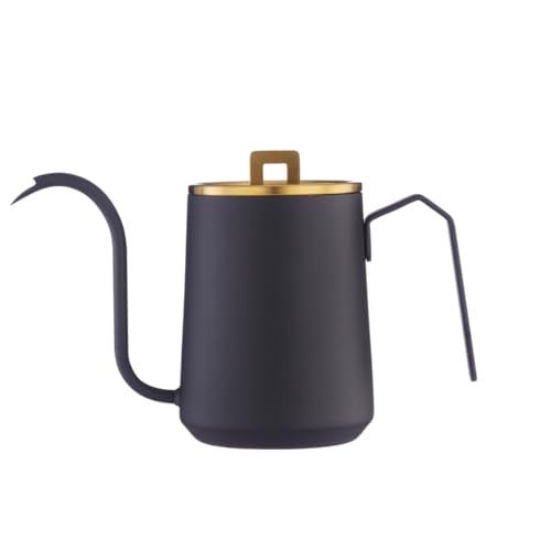 Lexnlux Schwanenhals-Handtropfkaffeekessel 600ml Edelstahl,Schwarz mit Gold von Lexnlux
