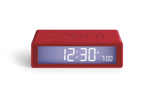 Lexon Design Flip+ Funkgesteuerter umkehrbarer LCD-Wecker aus ABS und Gummi in der Farbe Rot, Maße: 10,4cm x 6,5cm x 3cm von Lexon