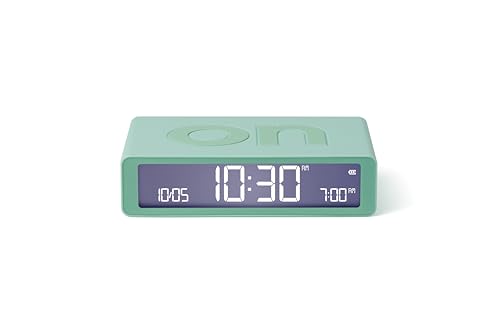 Lexon Flip Classic Digitaler Wecker mit umkehrbaren EIN/Aus-Seiten, wiederaufladbare Nachttischuhr mit LCD-Display, Berührungssensor für Schlummer- und Lichtfunktion – Mint von Lexon