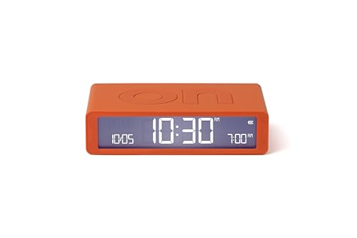 Lexon Flip Classic Morgenwecker, beleuchtet, wendbar mit Seiten on Off und Snooze-Funktion, mit LCD-Display und Touchscreen, wiederaufladbar über USB-C – Orange von Lexon