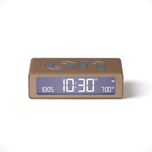 Lexon Flip Mini Reisewecker, digitaler LED-Wecker mit On/Off-Funktion, Einstellbarer Helligkeit, wiederaufladbar und berührungsempfindlich, ideal als Nachttisch-Wecker - Gold von Lexon