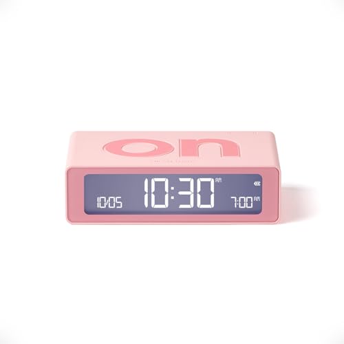 Lexon Flip Mini Reisewecker, digitaler LED-Wecker mit On/Off-Funktion, Einstellbarer Helligkeit, wiederaufladbar und berührungsempfindlich, ideal als Nachttisch-Wecker - Rosa von Lexon