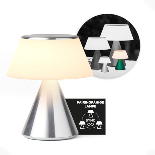 Lexon LED Schreibtischlampe LUMA M, kabellose Tischleuchte mit Touchdimmer und Synchronisation Multi-Lampen, 9 Lichtfarben für Büro, Schlafzimmer und Nachttisch - Aluminium poliert von Lexon