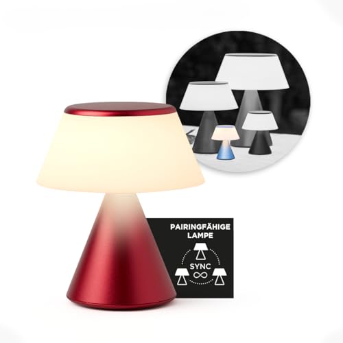 Lexon LUMA S Berührungsempfindliche Nachttischlampe, Kabelloses Nachtlicht mit Dimmfunktion und Mehrlampen-Synchronisierung, 9 LED-Farben, Wiederaufladbar, Aluminiumgehäuse - Dunkelrot Lexon LUMA S Berührungsempfindliche Nachttischlampe, Kabelloses Nachtlicht mit Dimmfunktion und Mehrlampen-Synchronisierung, 9 LED-Farben, Wiederaufladbar, Aluminiumgehäuse - Dunkelrot von Lexon