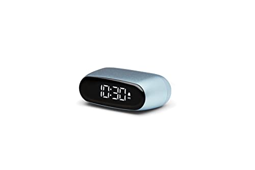 Lexon Minu Mini-Wecker, kompakt, mit LCD-Display, Touchscreen-Bedienung, Snooze-Funktion und Hintergrundbeleuchtung, wiederaufladbarer Akku, Aluminium-Finish – Hellblau von Lexon