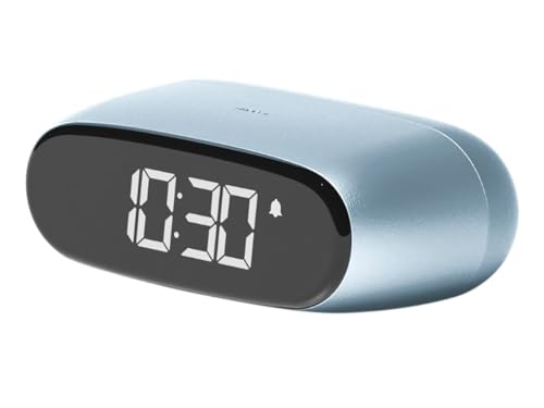 Lexon Minu Mini-Wecker, kompakt, mit LCD-Display, Touchscreen-Bedienung, Snooze-Funktion und Hintergrundbeleuchtung, wiederaufladbarer Akku, Aluminium-Finish – Hellblau von Lexon