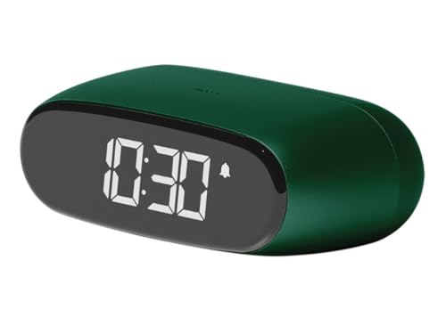 Lexon Minu Mini-Wecker, kompakt, mit VA-LCD-Display, Touchscreen-Bedienung, Snooze-Funktion und Hintergrundbeleuchtung, wiederaufladbarer Akku, Aluminium-Finish – Dunkelgrün von Lexon