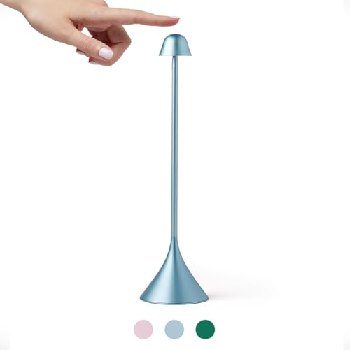 Lexon Steli Design Tischlampe, Berührungsempfindlich & Synchronisierbar, 9 LED-Farben & Einstellbare Helligkeit, Ideal für Nachttisch oder Büro, Kabellos Wiederaufladbar, Innen & Außen - Hellblau von Lexon