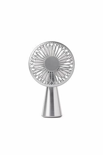 Lexon Wino – Kabelloser Mini-Tischventilator, 3 Luftstromgeschwindigkeiten, ultraleise Flügel, 5 Std., Wiederaufladbar über USB-C (Kabel im Lieferumfang enthalten) oder QI Wireless – Aluminium von Lexon