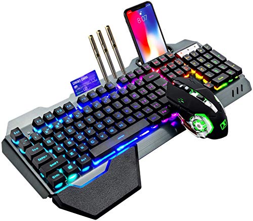 LexonElec 680 pro - RGB LED Wireless Gaming Tastatur und Maus 4800 mAh volle 104 Tasten Tastatur PC Zubehör eingerichtet 2.4g USB Gamer 2400 DPI atmende optische Maus für PC Mac Laptop comptuter von LexonElec