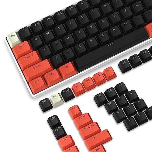 PBT Keycaps 108 Tasten, OEM Profil Double-Shot Tastenset für Gaming Tastatur, ANSI-Layout (US), für Cherry Gateron Kailh MX Schalter Mechanische Tastatur, Orange und Schwarz und Weiß von LexonElec