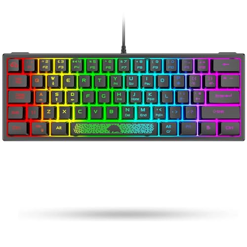 LexonElec K61 60% Prozent Tastatur Gaming Pc RGB Beleuchtung Schwarz - Mini UK Layout QWERTY Keyboard - Mechanische Fühlen Ergonomie - Anti-Ghosting Double Shot Tastenkappen - Für Laptop Computer von LexonElec