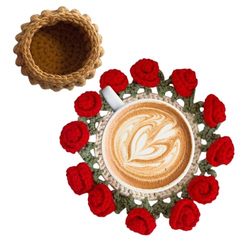 Blumen Untersetzer - Blumenstrauß Häkel Untersetzer | Vintage Weiche Ästhetische Unterlage Für Restaurant Geburtstag Hotel Schreibtisch Tisch Zuhause Café von Lexsyn