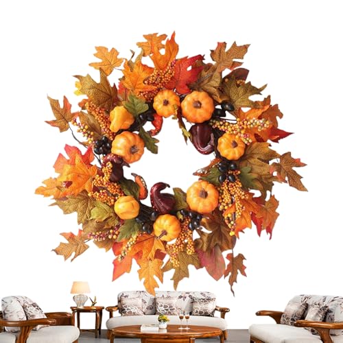 Herbstkranz Für Haustür - Thanksgiving Herbstdekoration Mit Beeren,Deko Für Wohnung Geburtstag Schule Wohnzimmer Party | Festliche Deko Für Schule Geburtstag Garten Büro von Lexsyn