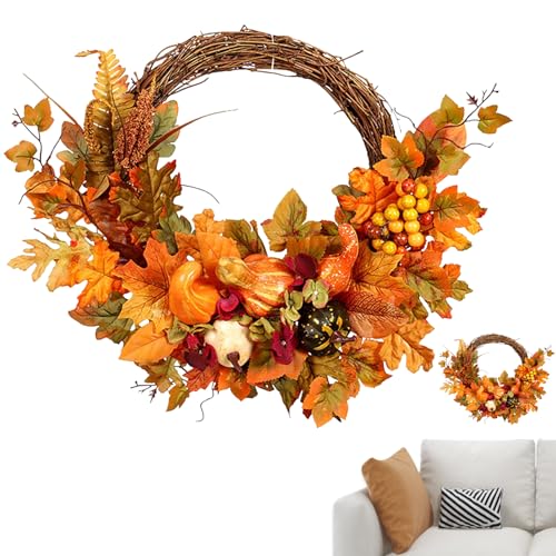 Herbstkranz | Kürbis Herbstkränze Für Haustür,Thanksgiving Deko Home Decor Für Herbst Halloween Schlafzimmer Bauernhaus Wohnzimmer Wand Fenster Ernte,Indoor Outdoor Garten Terrasse Dekoration von Lexsyn