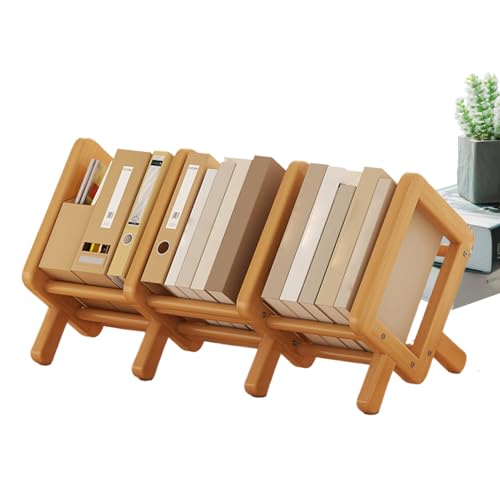 Lexsyn Desktop Bücherregal Organizer | Schreibtischregal Für Arbeitsplatz - Ausziehbar Holz Organizer Halter Display Ablage Für Wohnzimmer Büro Kinderzimmer von Lexsyn
