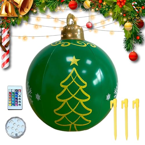 Weihnachtskugel Aufblasbar 61 cm | Weihnachtsdekoration Kugel Mit Lichterkette | 16 Farben Dekoration Mit Fernbedienung Für Eingang Garten Hof Pool Fenster von Lexsyn