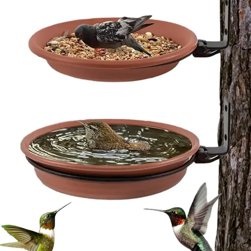 Zaunmontage Vogelfutterautomat - Vogelbad Und Futtertablett,2 Stück Futterschalen Außendekor Für Balkon Garten Terrasse Baum Wand Rasen von Lexsyn
