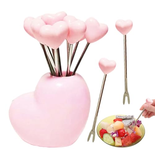 gabel - Dessertgabeln Herz Erdbeerform | 10 Stück Edelstahl Küchenhelfer für die Verwendung als Tisch- und Schreibtischdekoration bei Hauspartys sowie für Salat Dessert und von Lexsyn