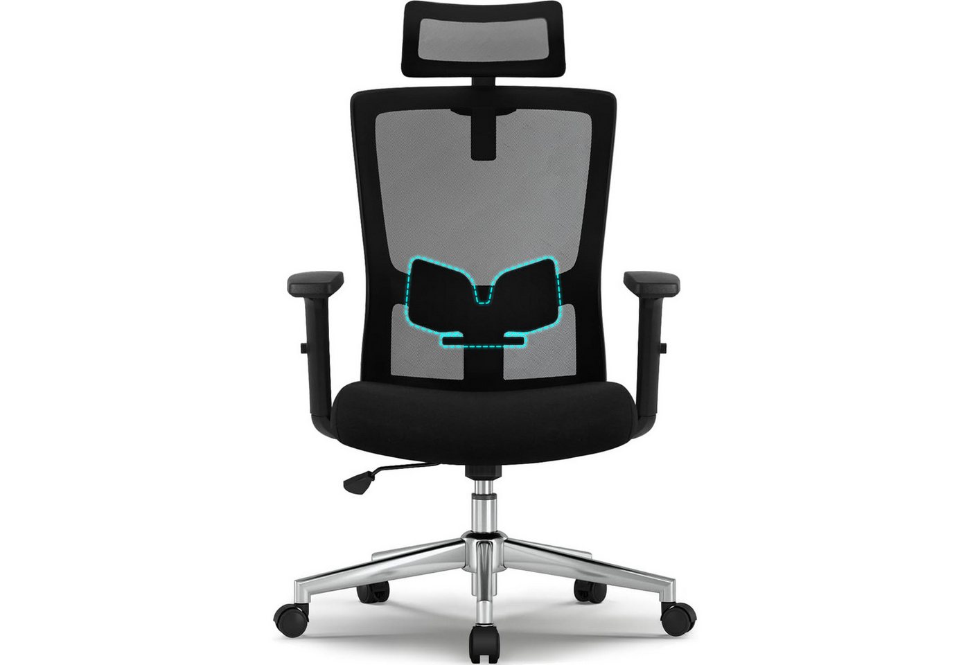 Lexzurn Bürostuhl Bürostuhl, Schreibtischstuhl Bürostuhl ergonomisch (Drehstuhl mit Verstellbarer Kopfstütze, höhenverstellbare Rückenlehne, Bürostuhl Wippfunktion bis 135°, Atmungsaktiv), Chefsessel 130 kg Belastbarkeit von Lexzurn
