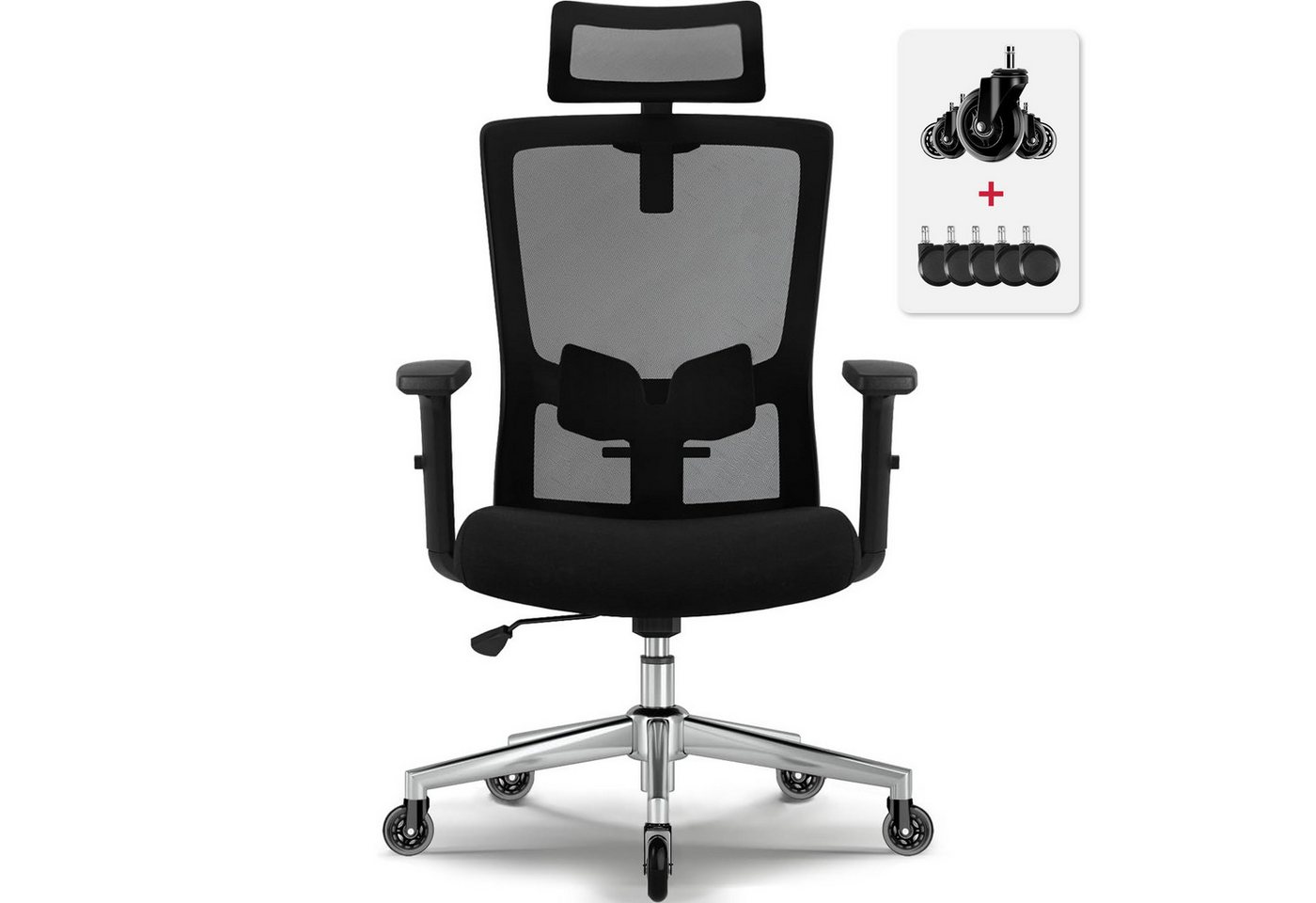 Lexzurn Bürostuhl Bürostuhl, Schreibtischstuhl Bürostuhl ergonomisch (Drehstuhl mit Verstellbarer Kopfstütze, höhenverstellbare Rückenlehne, Bürostuhl Wippfunktion bis 135°, Atmungsaktiv), Chefsessel 130 kg Belastbarkeit von Lexzurn