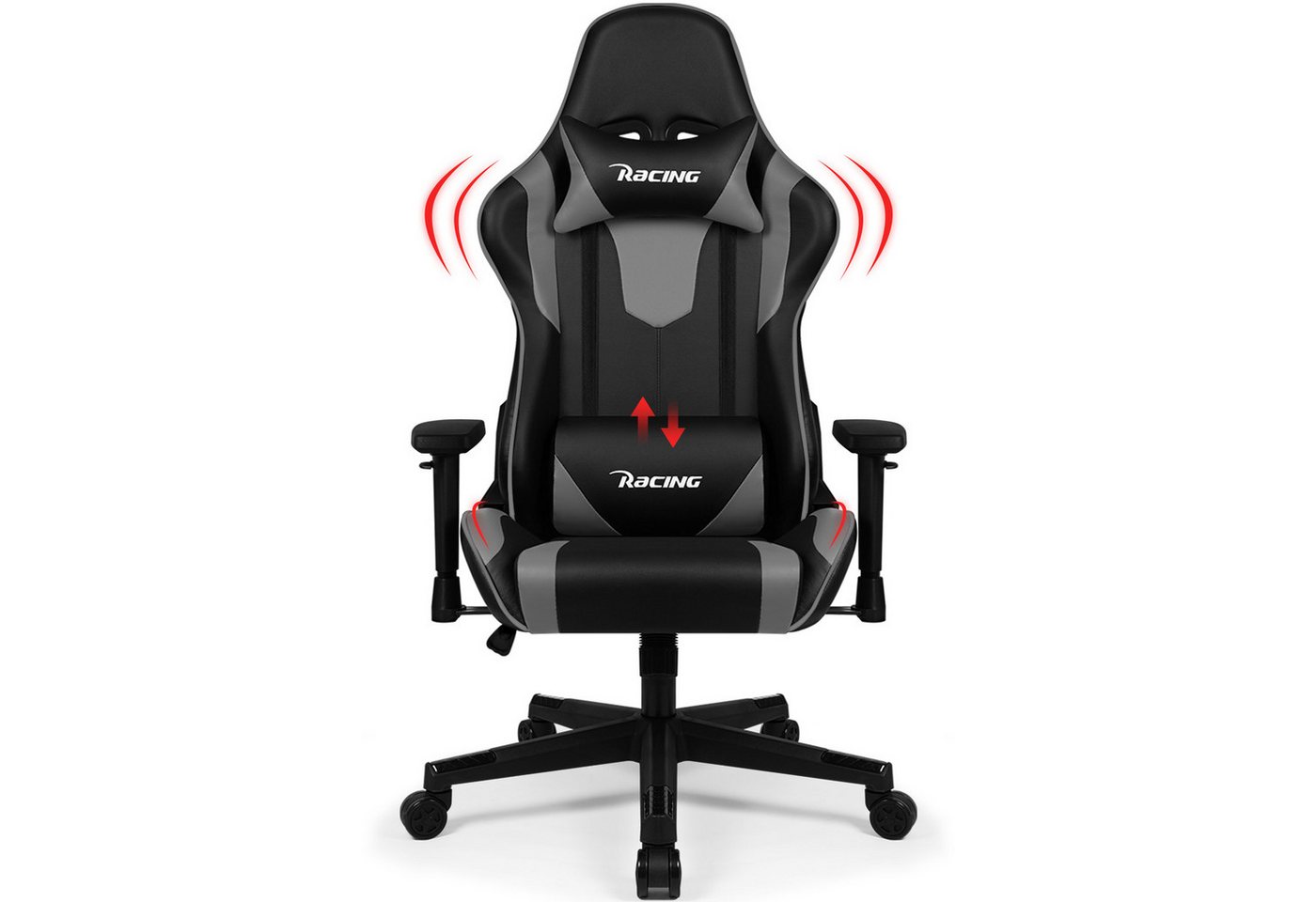 Lexzurn Gaming-Stuhl Gaming Stuhl, Bürostuhl Ergonomisch, Gaming Chair (mit verstellbaren Lendenkissen, Armlehne und Kopfstütze, Gamer Stuhl Bequeme Sitzkissen), Gaming Stuhl 150 kg belastbarkeit von Lexzurn