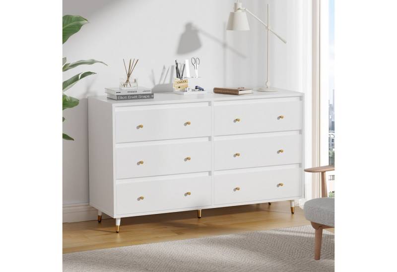 Lexzurn Kommode Kommode mit 3 Schubladen/5 Schubladen/6 Schubladen/8 Schubladen (Modernes Massivholz Sideboard für das Schlafzimmer,Wohnzimmer,Flur und Büro, Schrank,Viele Farbvarianten und Stauraum), Kommode weiß von Lexzurn