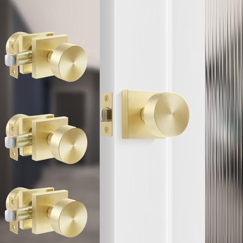 Leydebong Türknäufe für den Innenbereich, gebürstetes Gold, Zinklegierung, Messing, einfache Installation für Schrank, Schlafzimmer, Flur, 4 Stück Leydebong Türknäufe für den Innenbereich, gebürstetes Gold, Zinklegierung, Messing, einfache Installation für Schrank, Schlafzimmer, Flur, 4 Stück von Leydebong