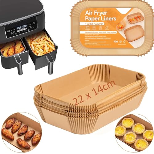 Leylve 125 Stück Backpapier für HeißLuftfritteuse Dual Zone, 22 * 14cm Airfryer Backpapier, Heißluftfritteuse Zubehör Kompatibel mit Ninja AF300EU AF400EU, Princess und Anderen Dual Zone Air Fryer von Leylve