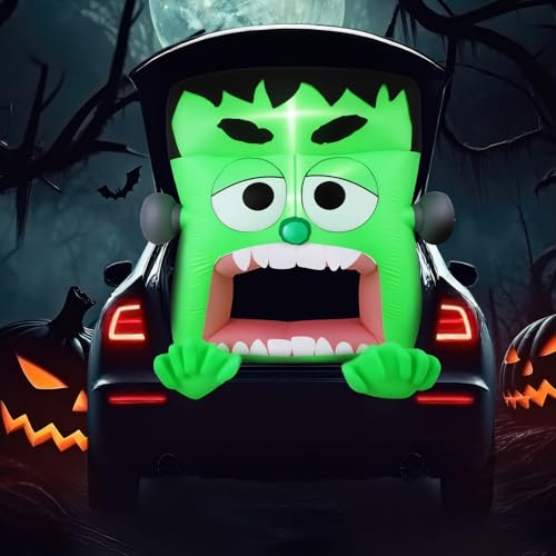 Leyndo Aufblasbare Halloween-Dekoration für den Kofferraum oder Leckerli, 1,3 m, mit eingebauter LED, aufblasbar, Kofferraum- oder Leckerli-Dekorationen für SUV, Halloween, Outdoor-Fensterdekoration von Leyndo