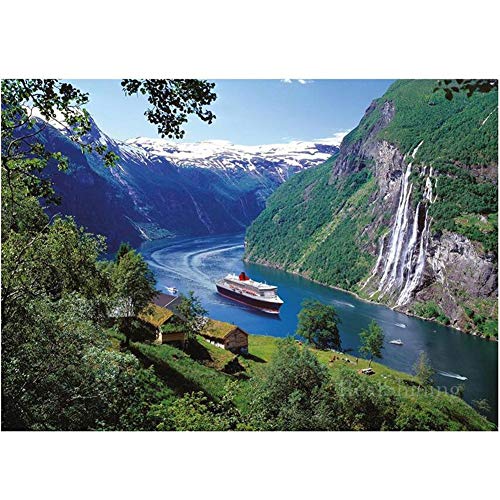 5D DIY Diamant Malerei Set Große Größe Bohren Voll Set Diamond Painting Norwegen Fjord Naturlandschaft nach Zahlen GemäLde kreuzstich Kristall Strass Stickerei Art Wohnkultur Round Drill,50x70cm von Leyola