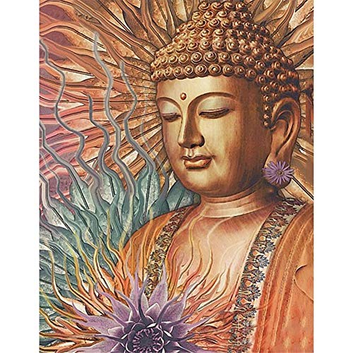 5D DIY Diamant Malerei Set Große Größe Bohren Voll Set Diamond Painting Religiöser Buddha nach Zahlen GemäLde Erwachsene Mosaik kreuzstich Kristall Strass Stickerei Art Wohnkultur Round Drill,50x70cm von Leyola