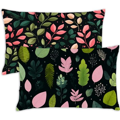 Kissenbezug 30 x 50 Grün Kopfkissenbezug 30x50 cm 2 Stück Samt Kissen Pflanzen Dekokissen Rechteck Kissenbezüge Unsichtbarem Reißverschluss Modern Sofakissen für Schlafzimmer Deko Herbst Gifts,456-j von Lezewege