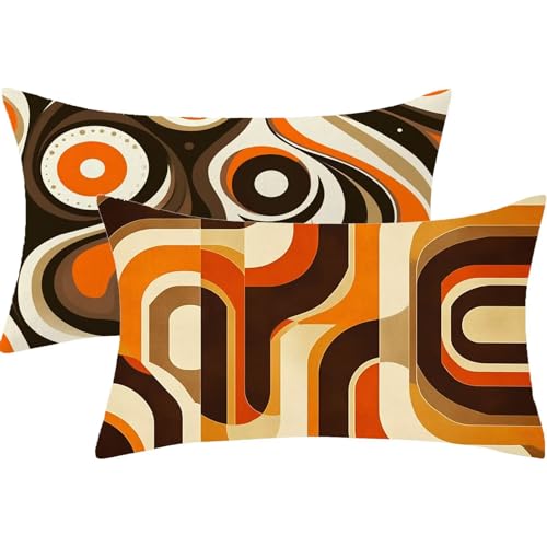 Kissenbezug 50 x 70 Senf Kopfkissenbezug 50x70 cm 2 Stück Leinen Kissen Streifen Dekokissen Rechteck Kissenbezüge Unsichtbarem Reißverschluss Modern Sofakissen für Schlafzimmer Deko Herbst Gifts,458-j von Lezewege