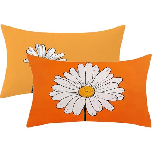 Kopfkissenbezug 30x40 Rechteck Kissenbezüge Gebranntes Orange,Kissenbezug 30 x 40 2er Set Leinen Sofakissen Dekokissen Gänseblümchen Doppelseitige Druck Kissenhülle Herbst Deko Wohnzimmer Sofa,203-j Kopfkissenbezug 30x40 Rechteck Kissenbezüge Gebranntes Orange,Kissenbezug 30 x 40 2er Set Leinen Sofakissen Dekokissen Gänseblümchen Doppelseitige Druck Kissenhülle Herbst Deko Wohnzimmer Sofa,203-j von Lezewege