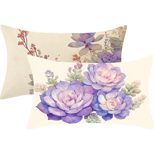 Kopfkissenbezug 60x80 cm Rechteck Kissenbezüge Lila, Kissenbezug 60 x 80 2er Set Leinen Sofakissen Groß Dekokissen Blumen Doppelseitige Druck Kissenhülle Herbst Deko Wohnzimmer Sofa Geschenke,455-j Kopfkissenbezug 60x80 cm Rechteck Kissenbezüge Lila, Kissenbezug 60 x 80 2er Set Leinen Sofakissen Groß Dekokissen Blumen Doppelseitige Druck Kissenhülle Herbst Deko Wohnzimmer Sofa Geschenke,455-j von Lezewege
