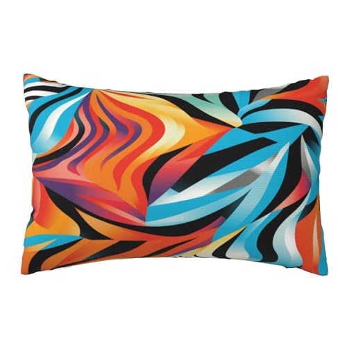 Kissenbezug 30x50cm 2er set Wetterfest Outdoor Kissen Bunt Kissenbezüge, Rechteckig Couch Kissen Streifen Gartendeko Kissenhülle Herbst Outdoorkissen DekoKissen für Patio Balkon Deko Geschenke,L308 von Leznzen