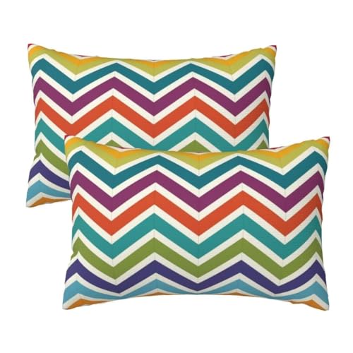 Kissenbezug 40x60 cm 2er set Wetterfest Outdoor Kissen Bunt Kissenbezüge, Rechteckig Couch Kissen Streifen Gartendeko Kissenhülle Herbst Outdoorkissen Kopfkissenbezug für Patio Balkon Deko 16x24 Inch von Leznzen
