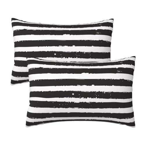 Kissenbezug 40x60 cm 2er set Wetterfest Outdoor Kissen Grau Kissenbezüge, Rechteckig Couch Kissen Gestreift Gartendeko Kissenhülle Herbst Outdoorkissen Kopfkissenbezug für Patio Balkon Deko 16x24 Inch von Leznzen