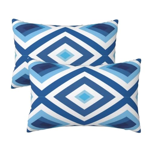 Kissenbezug 40x60 cm Deko Kissen Blau Kissenbezüge 2er Set, Kissenbezug Kariert Kissenhülle Herbst Rechteckig Sofa kissen Zierkissen Leinen Kopfkissenbezug für Couch Deko Wohnzimmer Geschenke 16x24 In von Leznzen