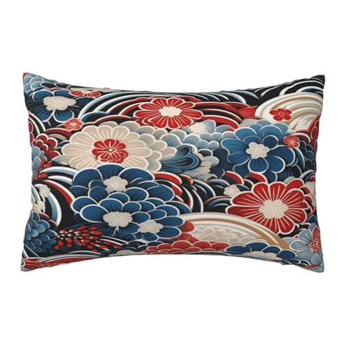 Kissenbezug 40x70cm 2er set Wetterfest Outdoor Kissen Japanischer Stil Kissenbezüge, Rechteckig Couch Kissen Geblümt Gartendeko Kissenhülle Herbst Outdoorkissen DekoKissen für Patio Balkon Deko,L484 von Leznzen