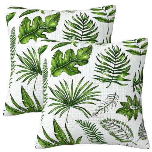 Kissenbezug 45x45 cm 2er Set Herbst Deko Kissen Grün Kunst Kissenbezug, Quadrat Kissenbezüge, Weicher Sofakissen, Kissenhülle Herbst, Zier Kissen Mit ReißVerschluss, Couch Deko Schlafzimme 18x18Inch von Leznzen