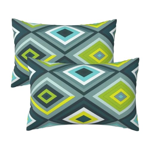 Kissenbezug 50x70 cm 2er set Wetterfest Outdoor Kissen Grün Kissenbezüge, Rechteckig Couch Kissen Kariert Gartendeko Kissenhülle Herbst Outdoorkissen Kopfkissenbezug für Patio Balkon Deko 20x28 Inch von Leznzen